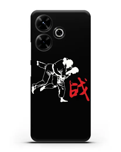 Чехол с борцами Дзюдо и красным иероглифом силиконовый для Xiaomi Poco M6