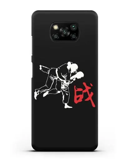 Чехол с борцами Дзюдо и красным иероглифом силиконовый для Xiaomi Poco X3