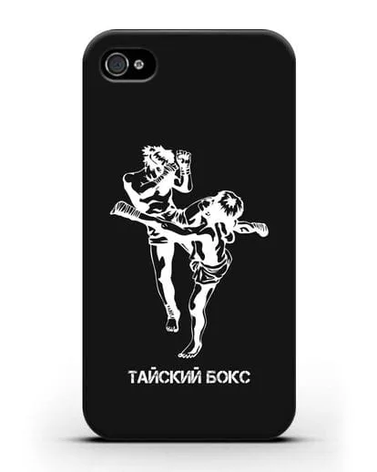 Чехол с бойцами и надписью Тайский бокс силиконовый для iPhone 4/4s