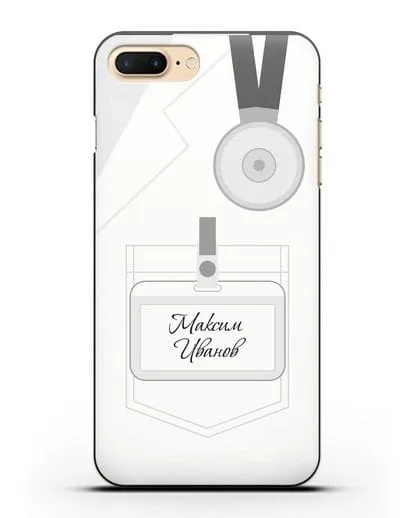 Именной чехол для врача с фамилией и именем белый халат силиконовый для iPhone 8 Plus