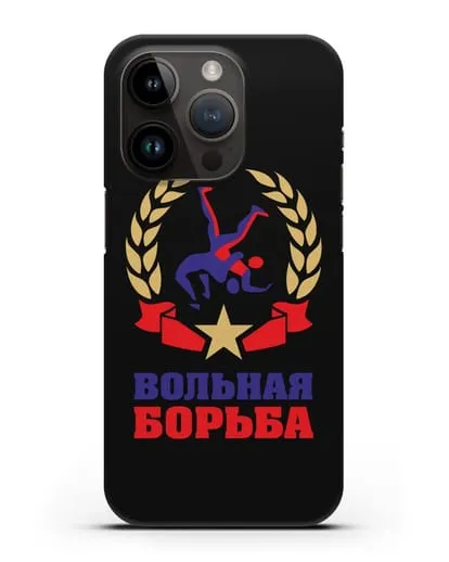 Чехол с логотипом и надписью Вольная борьба силиконовый для iPhone 14 Pro