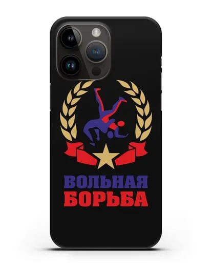 Чехол с логотипом и надписью Вольная борьба силиконовый для iPhone 14 Pro Max