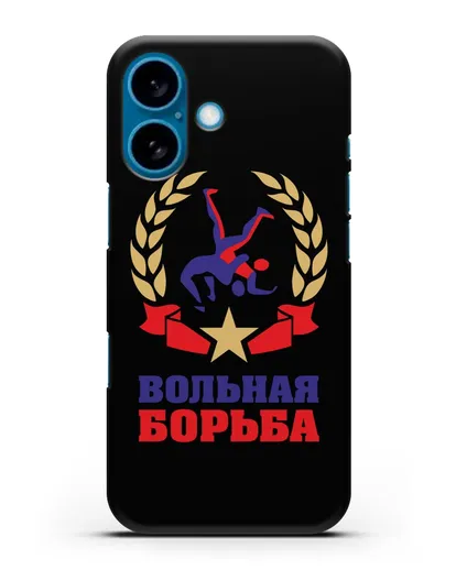 Чехол с логотипом и надписью Вольная борьба силиконовый для iPhone 16