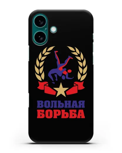 Чехол с логотипом и надписью Вольная борьба силиконовый для iPhone 16 Plus