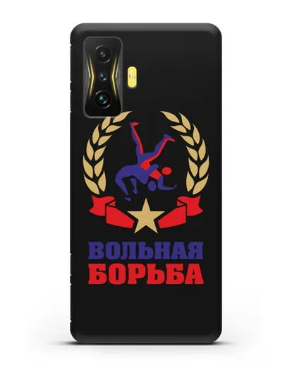 Чехол с логотипом и надписью Вольная борьба силиконовый для Xiaomi Poco F4 GT