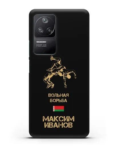 Именной чехол Вольная борьба с фамилией и именем силиконовый для Xiaomi Poco F4