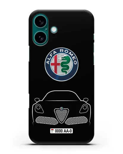 Чехол Alfa Romeo с автомобильным номером силиконовый для iPhone 16 Plus