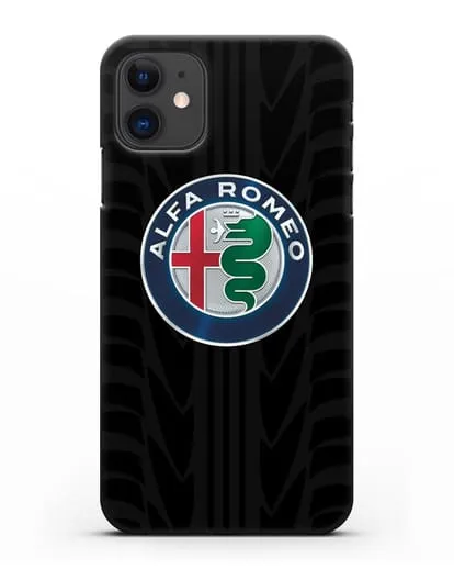 Чехол с эмблемой Alfa Romeo с протектором шин силиконовый для iPhone 11