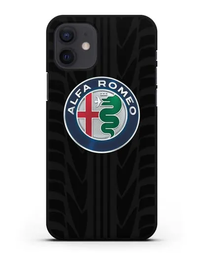 Чехол с эмблемой Alfa Romeo с протектором шин силиконовый для iPhone 12