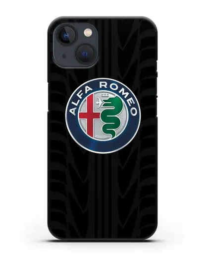 Чехол с эмблемой Alfa Romeo с протектором шин силиконовый для iPhone 13