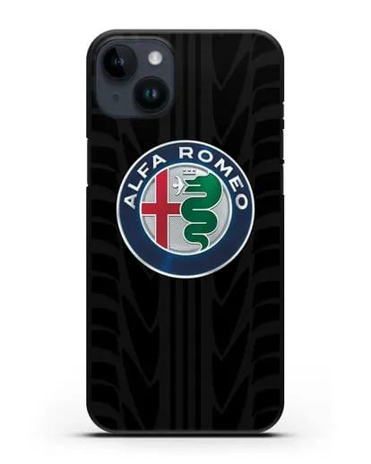 Чехол с эмблемой Alfa Romeo с протектором шин силиконовый для iPhone 14 Plus