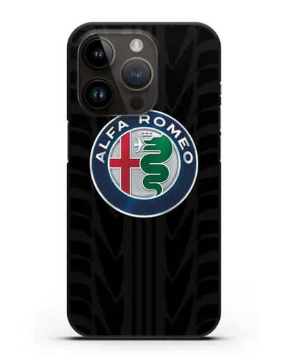Чехол с эмблемой Alfa Romeo с протектором шин силиконовый для iPhone 14 Pro