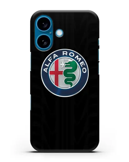 Чехол с эмблемой Alfa Romeo с протектором шин силиконовый для iPhone 16