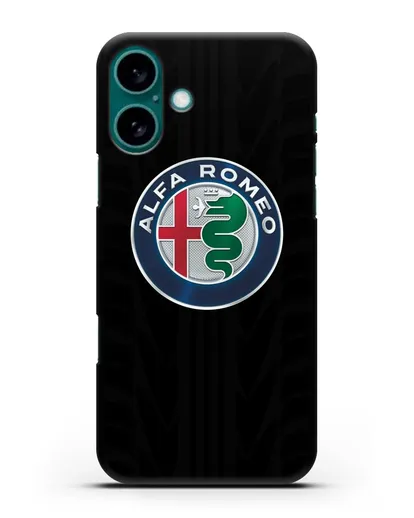 Чехол с эмблемой Alfa Romeo с протектором шин силиконовый для iPhone 16 Plus