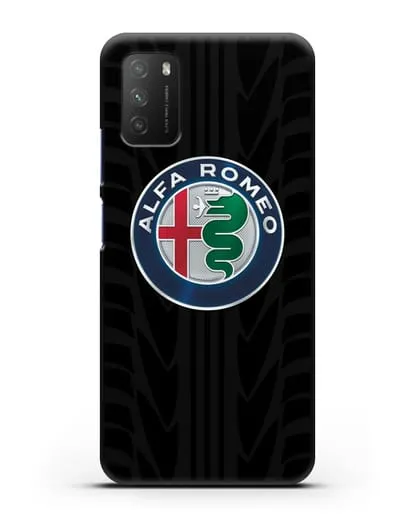 Чехол с эмблемой Alfa Romeo с протектором шин силиконовый для Xiaomi Poco M3