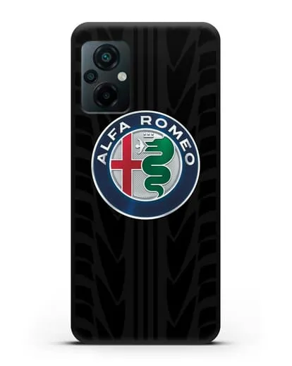 Чехол с эмблемой Alfa Romeo с протектором шин силиконовый для Xiaomi Poco M5
