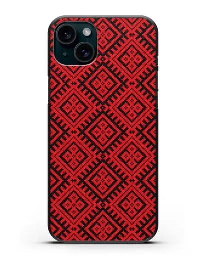 Чехол с белорусским орнаментом и символом Чистота силиконовый для iPhone 15 Plus