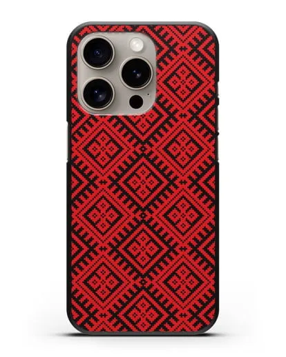 Чехол с белорусским орнаментом и символом Чистота силиконовый для iPhone 15 Pro