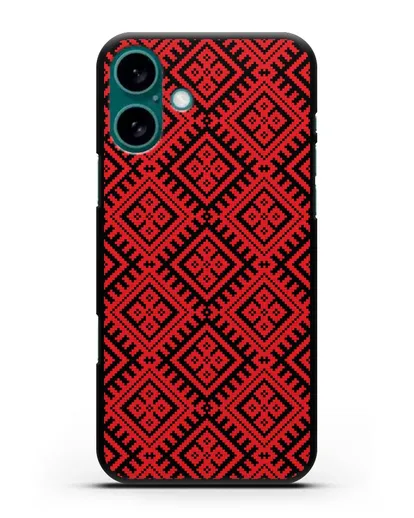 Чехол с белорусским орнаментом и символом Чистота силиконовый для iPhone 16 Plus