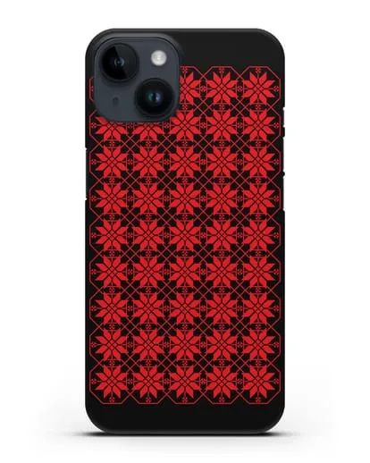 Чехол с белорусским орнаментом и символом Богатство силиконовый для iPhone 14