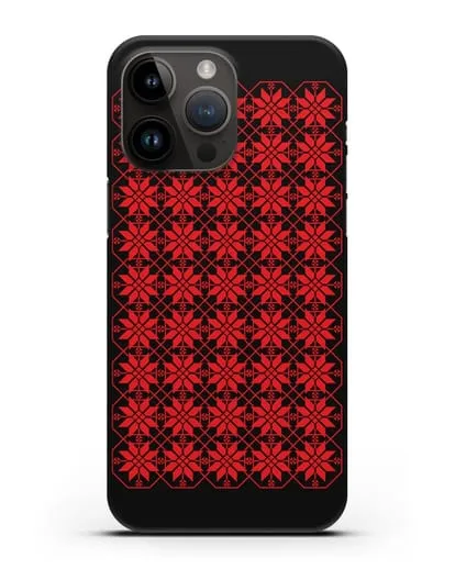 Чехол с белорусским орнаментом и символом Богатство силиконовый для iPhone 14 Pro Max