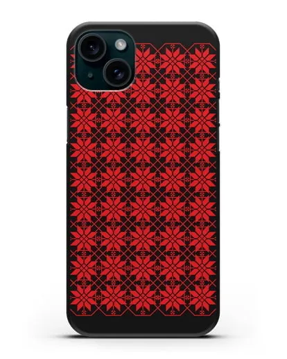 Чехол с белорусским орнаментом и символом Богатство силиконовый для iPhone 15 Plus