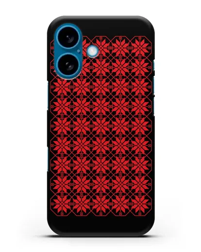 Чехол с белорусским орнаментом и символом Богатство силиконовый для iPhone 16