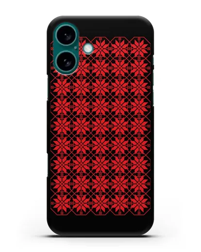 Чехол с белорусским орнаментом и символом Богатство силиконовый для iPhone 16 Plus