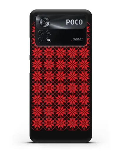 Чехол с белорусским орнаментом и символом Богатство силиконовый для Xiaomi Poco X4 Pro