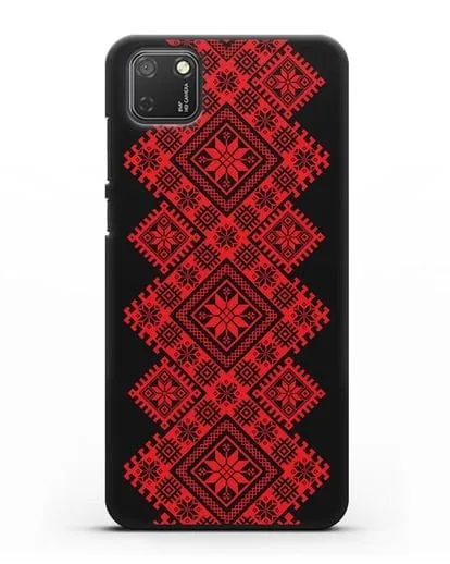 Чехол с красным белорусским орнаментом и символами Богатство, Огонь, Молодость силиконовый для Honor 9S