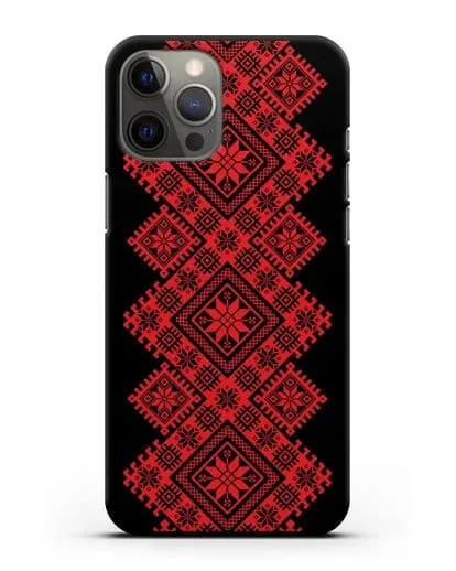 Чехол с красным белорусским орнаментом и символами Богатство, Огонь, Молодость силиконовый для iPhone 12 Pro Max