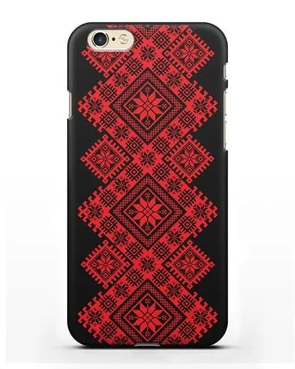 Чехол с красным белорусским орнаментом и символами Богатство, Огонь, Молодость силиконовый для iPhone 6s