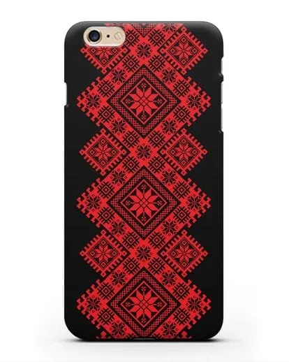 Чехол с красным белорусским орнаментом и символами Богатство, Огонь, Молодость силиконовый для iPhone 6 Plus