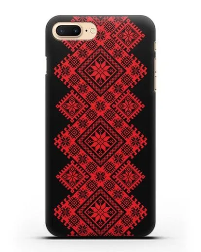 Чехол с красным белорусским орнаментом и символами Богатство, Огонь, Молодость силиконовый для iPhone 8 Plus