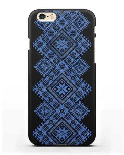 Чехол с синим белорусским орнаментом и символами Богатство, Огонь, Молодость силиконовый для iPhone 6s