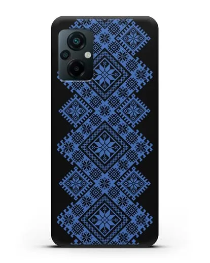 Чехол с синим белорусским орнаментом и символами Богатство, Огонь, Молодость силиконовый для Xiaomi Poco M5