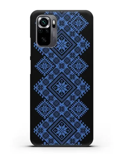 Чехол с синим белорусским орнаментом и символами Богатство, Огонь, Молодость силиконовый для Xiaomi Poco M5s