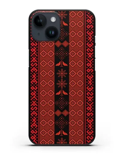 Чехол с белорусским орнаментом и символами Любовь, Чистота силиконовый для iPhone 14