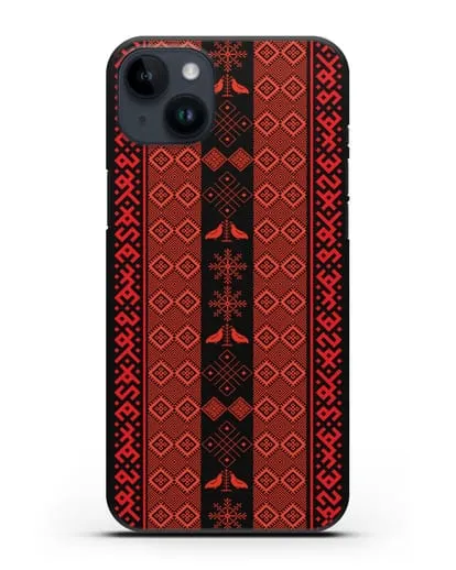 Чехол с белорусским орнаментом и символами Любовь, Чистота силиконовый для iPhone 14 Plus