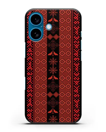 Чехол с белорусским орнаментом и символами Любовь, Чистота силиконовый для iPhone 16