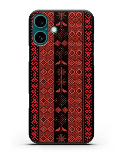 Чехол с белорусским орнаментом и символами Любовь, Чистота силиконовый для iPhone 16 Plus