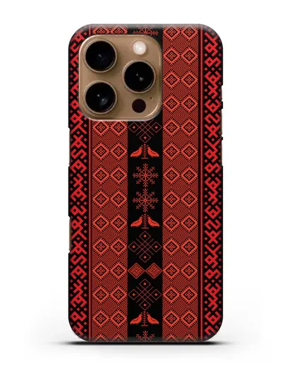 Чехол с белорусским орнаментом и символами Любовь, Чистота силиконовый для iPhone 16 Pro