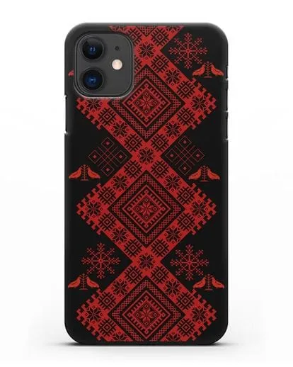 Чехол с белорусским красным орнаментом и женскими символами силиконовый для iPhone 11