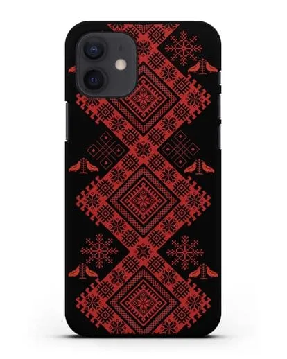 Чехол с белорусским красным орнаментом и женскими символами силиконовый для iPhone 12