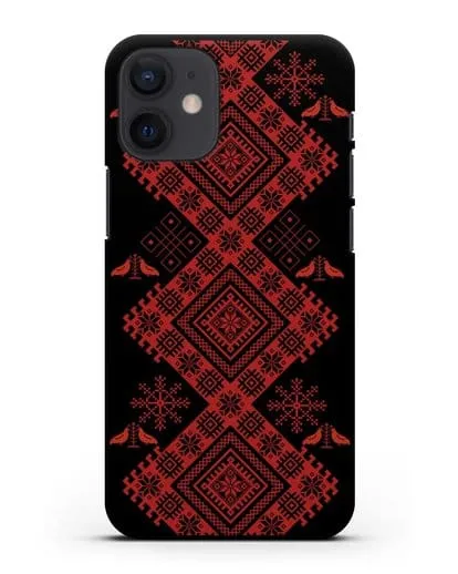 Чехол с белорусским красным орнаментом и женскими символами силиконовый для iPhone 12 mini
