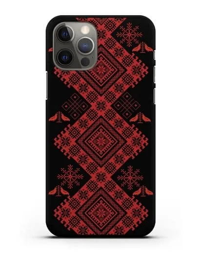 Чехол с белорусским красным орнаментом и женскими символами силиконовый для iPhone 12 Pro