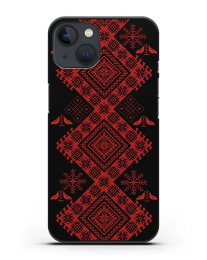 Чехол с белорусским красным орнаментом и женскими символами силиконовый для iPhone 13 Mini