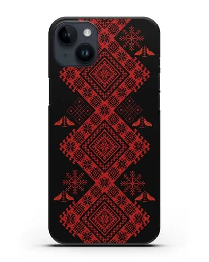 Чехол с белорусским красным орнаментом и женскими символами силиконовый для iPhone 14 Plus