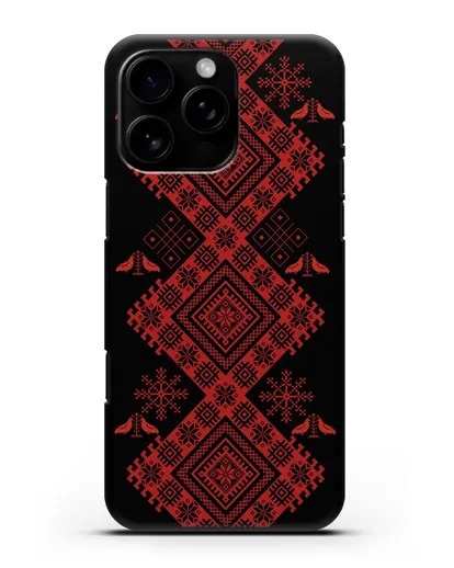 Чехол с белорусским красным орнаментом и женскими символами силиконовый для iPhone 16 Pro Max