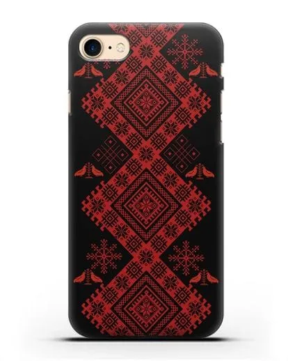 Чехол с белорусским красным орнаментом и женскими символами силиконовый для iPhone 7